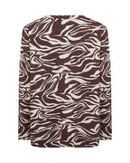 Jasmine 3 Patterned Top Women Chocolate Plum Combi | Smilebutiken - Wasabiconcept