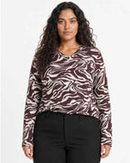 Jasmine 3 Patterned Top Women Chocolate Plum Combi | Smilebutiken - Wasabiconcept