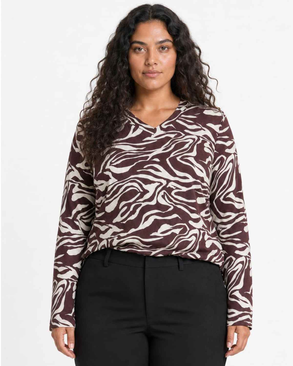 Jasmine 3 Mönstrad Topp Dam Chocolate Plum Combi | Smilebutiken - Wasabiconcept