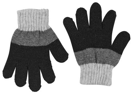 Brattfors Finger Mittens Wool Kids Black Anthracite Lindberg