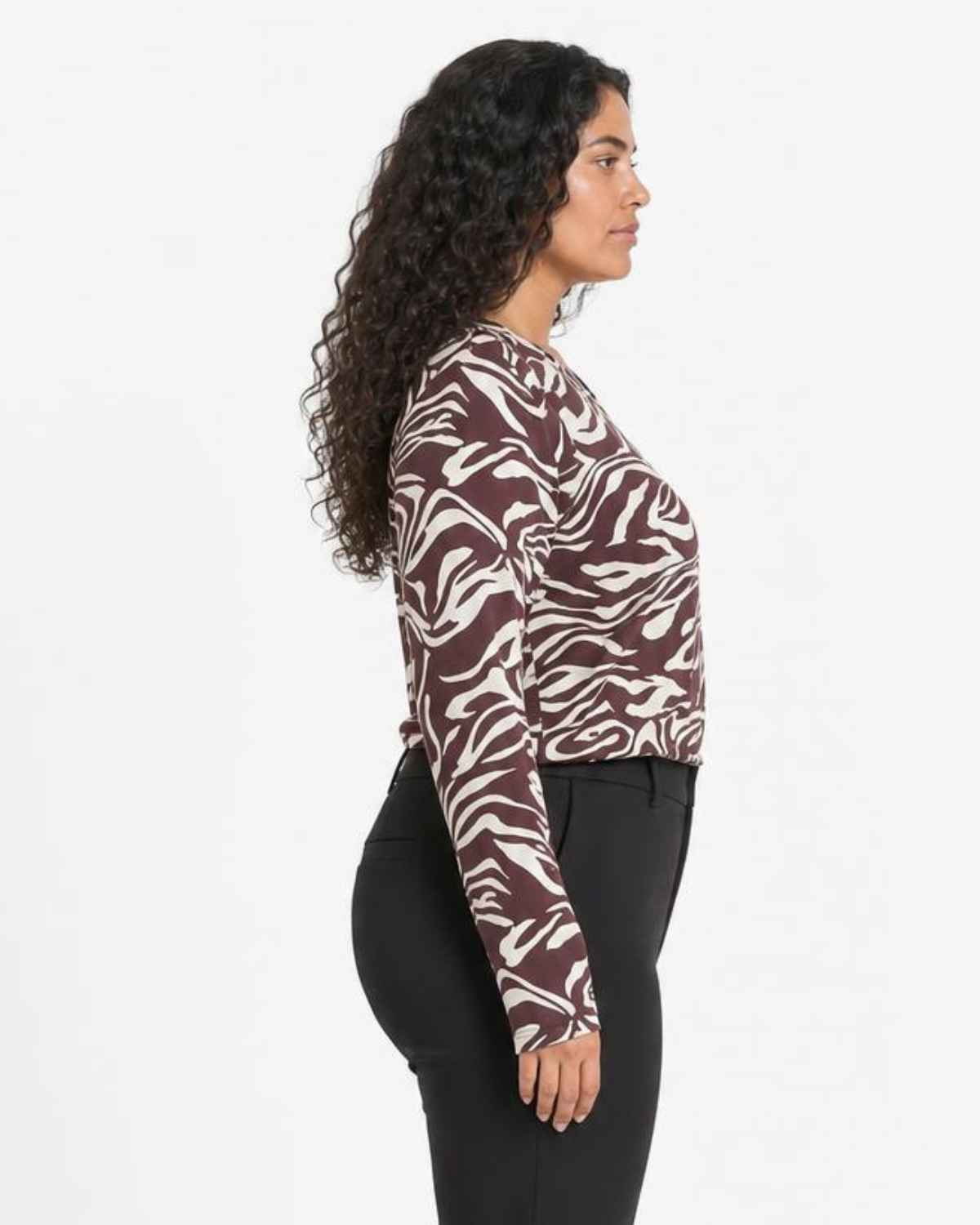 Jasmine 3 Mönstrad Topp Dam Chocolate Plum Combi | Smilebutiken - Wasabiconcept