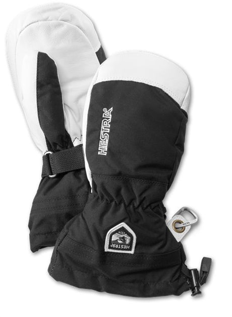 Army Leather Heli Ski Black Mitten Hestra