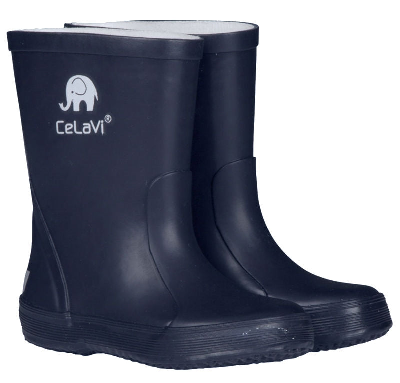 Basic Wellies Solid Dark Navy Unlined Rain Boot Kids Celavi