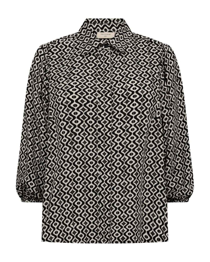 Adney Shirt Blouse Women Moonbeam W Black | Smilebutiken - Freequent