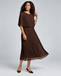 Agnes Plisserad Klänning Dam Brun Choco | Smilebutiken - Chica London