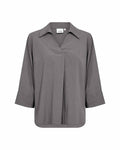 Aja 2 V-ringad Blus Dam Dark Grey | Smilebutiken - Wasabiconcept