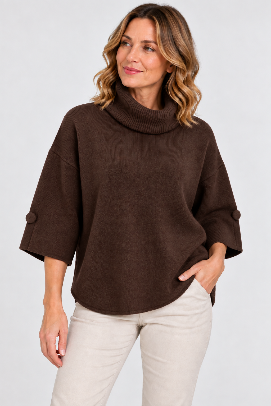 Alicia Finstickad Polotröja Dam Brun Choco | Smilebutiken - Caramelle Fashion