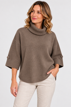 Alicia Finstickad Polotröja Dam Gråbeige Taupe | Smilebutiken - Caramelle Fashion