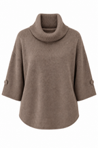 Alicia Finstickad Polotröja Dam Gråbeige Taupe | Smilebutiken - Caramelle Fashion