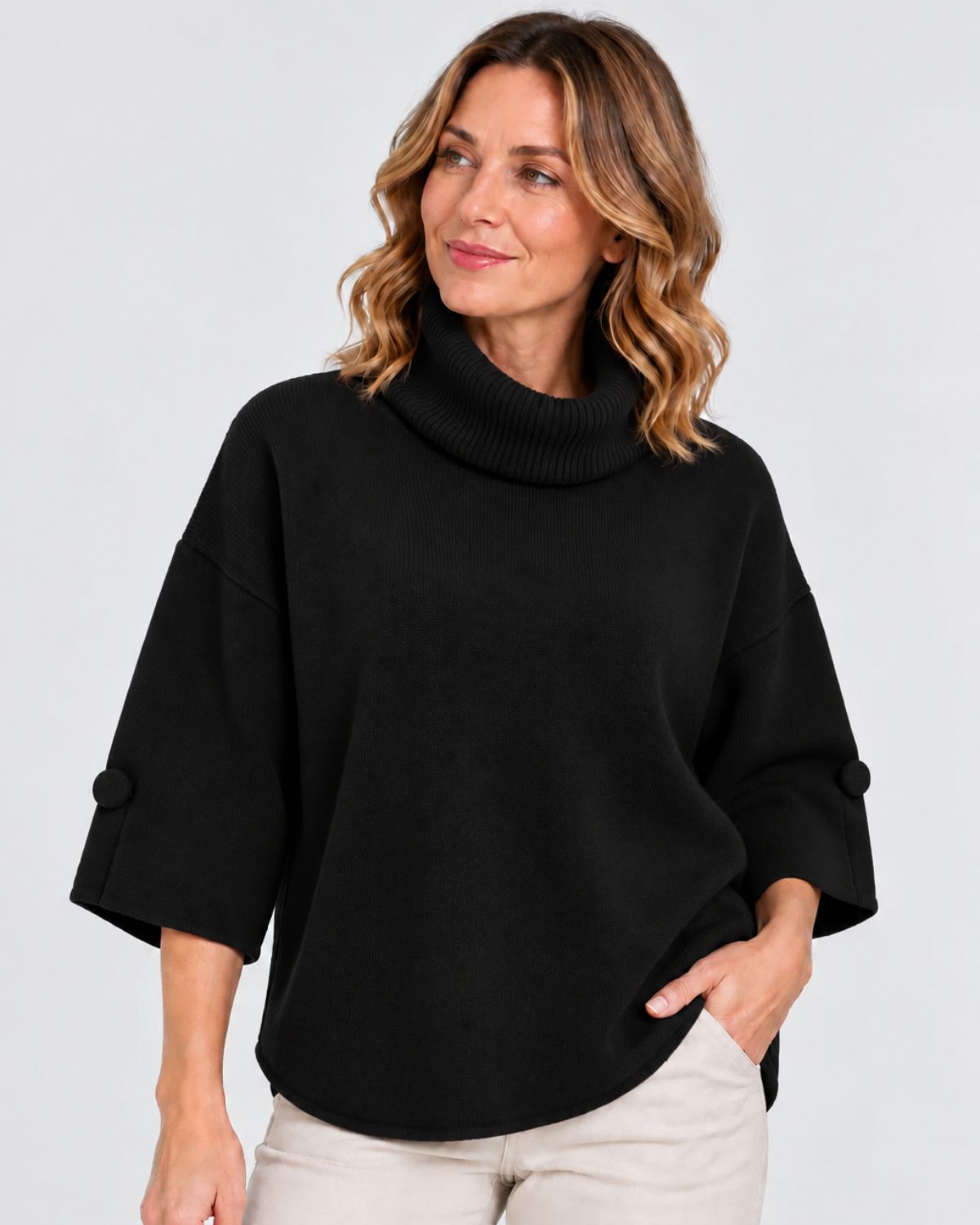 Alicia Finstickad Polotröja Dam Svart Black | Smilebutiken - Caramelle Fashion