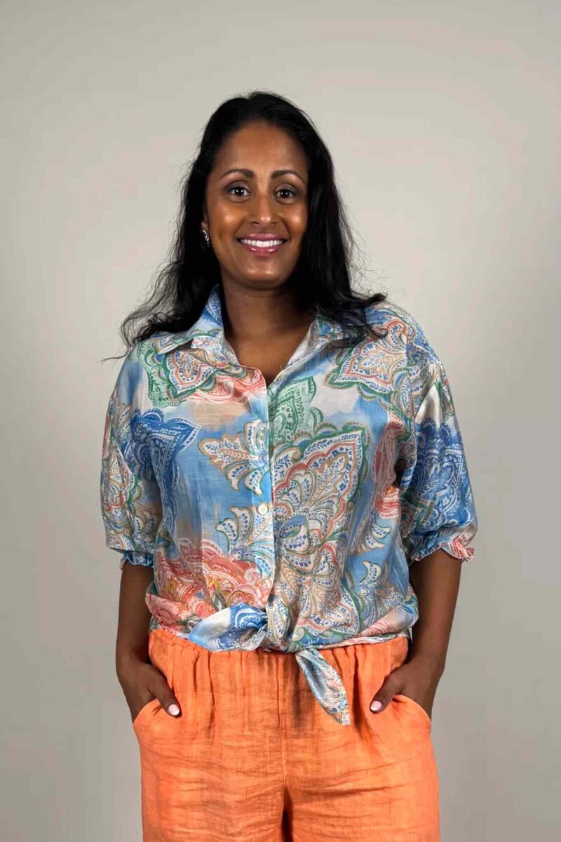 Alika Patterned Blouse Women Blue | Smilebutiken - Camicia