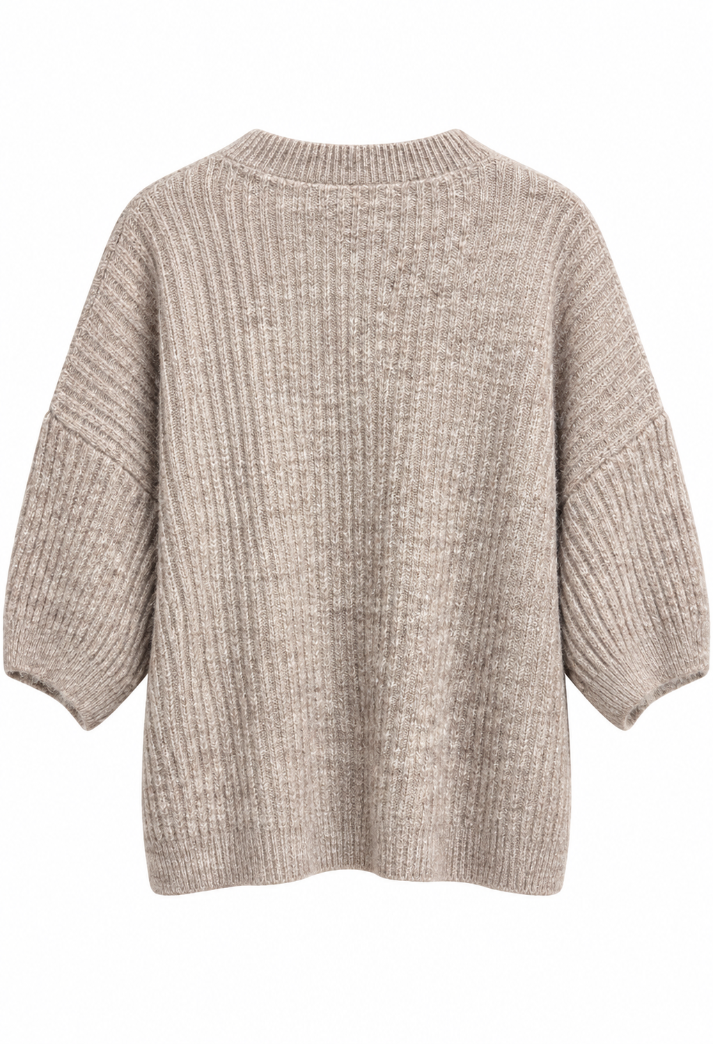Amalia Stickad Tröja med Kort Ärm Dam Gråbeige Taupe | Smilebutiken - Caramelle Fashion