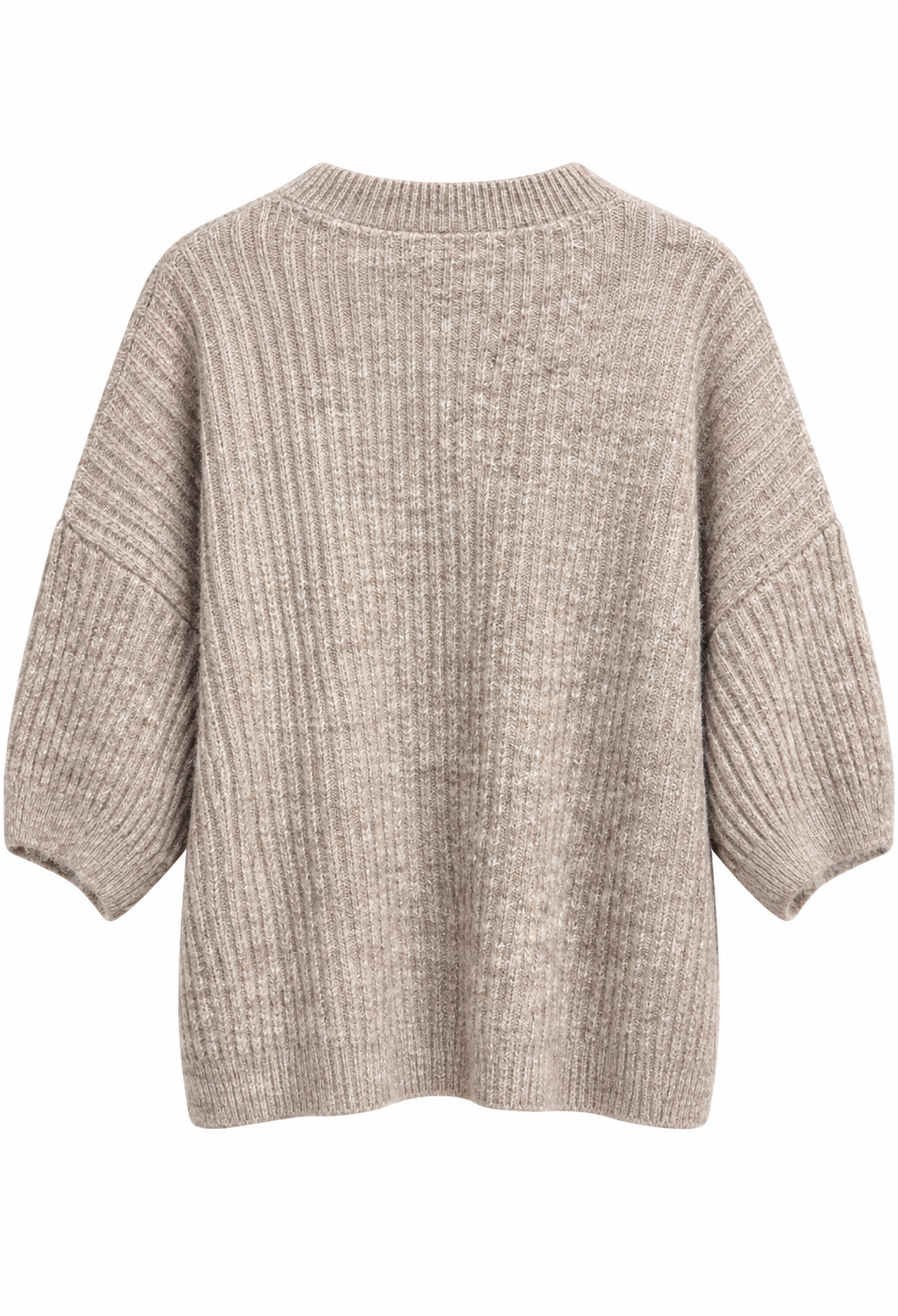 Amalia Stickad Tröja med Kort Ärm Dam Gråbeige Taupe | Smilebutiken - Caramelle Fashion