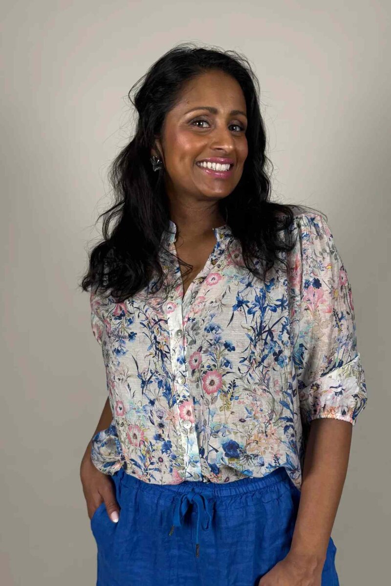 Amber Floral Blouse Women Blue | Smilebutiken - Camicia