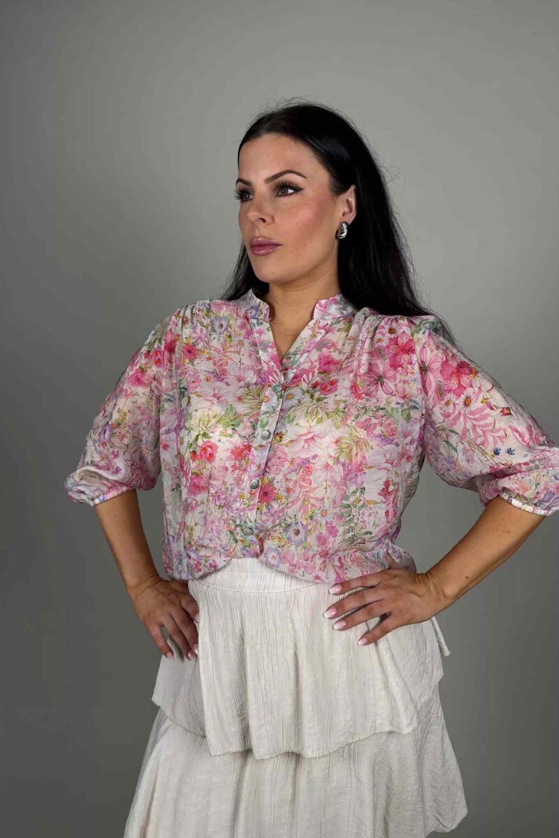 Amber Floral Blouse Women Pink Shirt | Smilebutiken