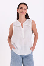 Andrea Sleeveless Blouse Ladies Brilliant White | Smilebutiken - Freequent