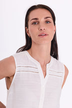 Andrea Sleeveless Blouse Ladies Brilliant White | Smilebutiken - Freequent