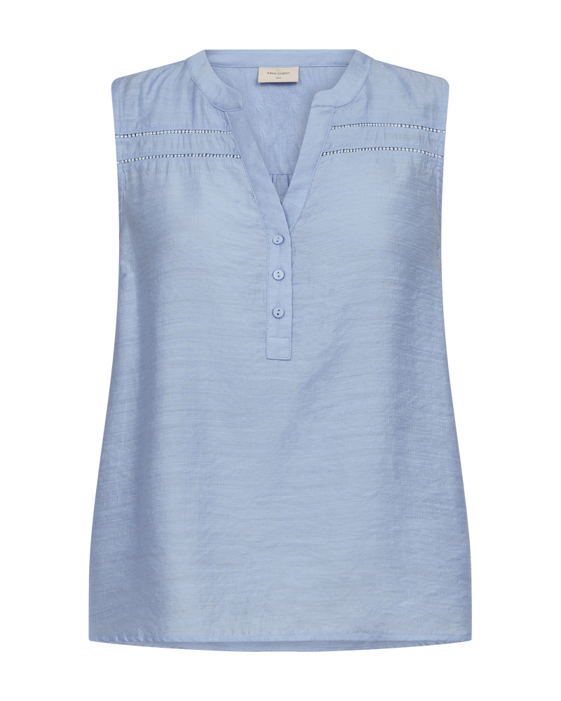 Andrea Sleeveless Blouse Women Chambray Blue | Smilebutiken - Freequent