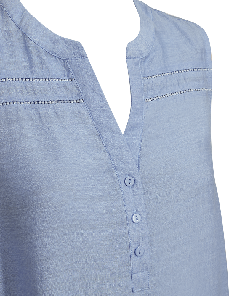 Andrea Sleeveless Blouse Women Chambray Blue | Smilebutiken - Freequent