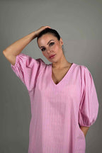 Aniela Randig Klänning Dam Rosa | Smilebutiken - Camicia