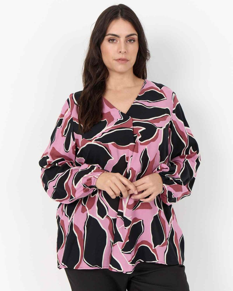 Athalia 2 V-neck Blouse Women Mauve Orchid Combi | Smilebutiken - Wasabiconcept