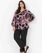 Athalia 2 V-neck Blouse Women Mauve Orchid Combi | Smilebutiken - Wasabiconcept