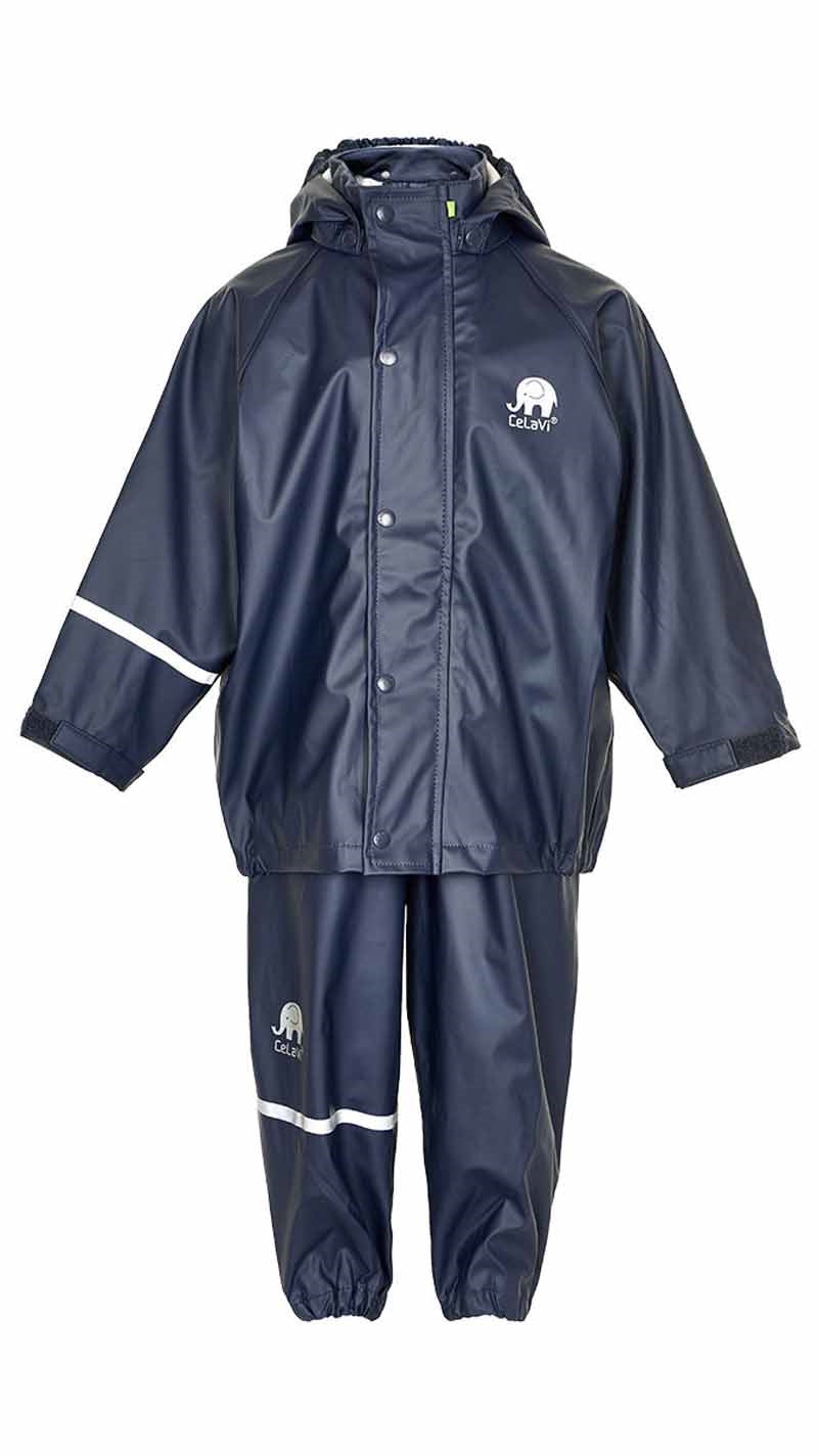 Basic Rainwear Set Dark Navy Ofodrat regnset Barn Celavi