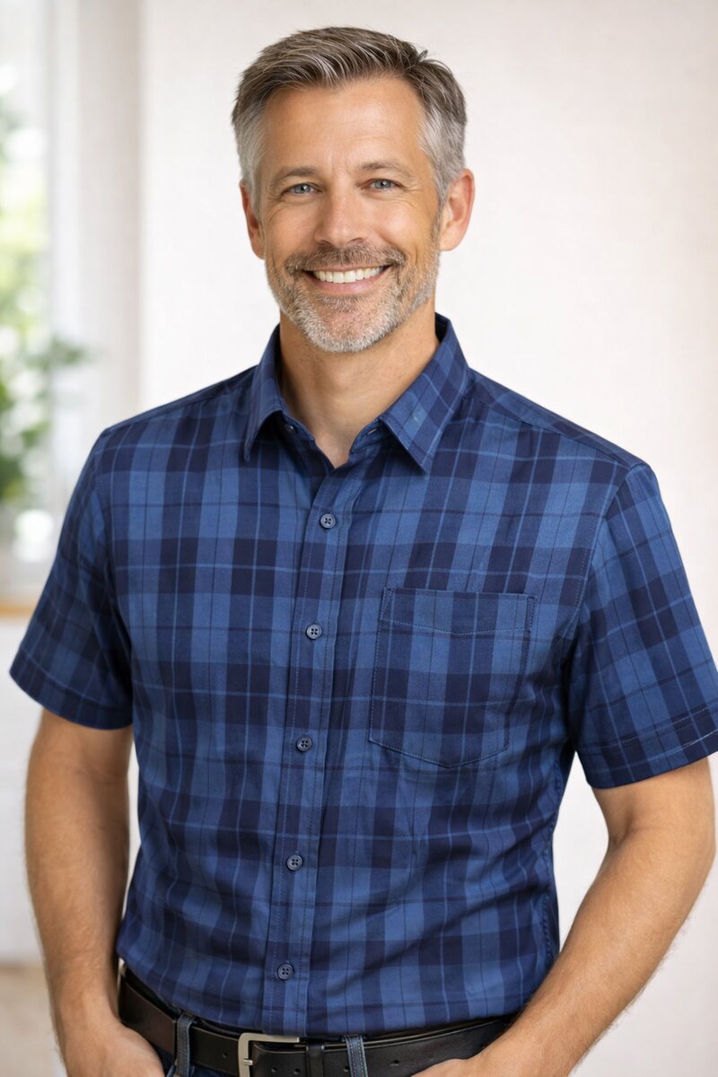 Berga Short Sleeve Shirt Men Dark Blue Wänerstedt