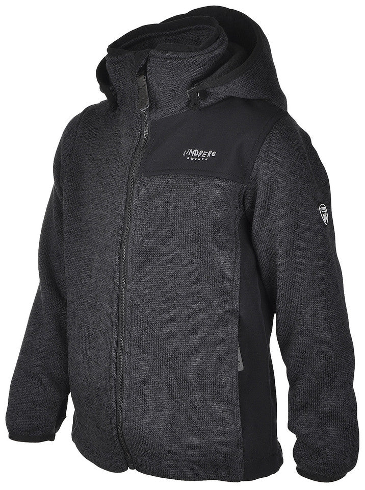 Bormio Knitted Fleece Jacket Kids & Junior Black Lindberg