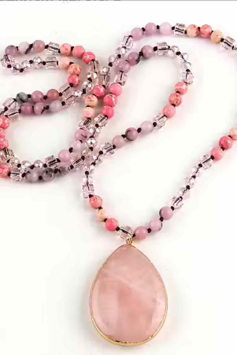 By Odahl Molly Necklace Pink Champagne Stone - By Odahl