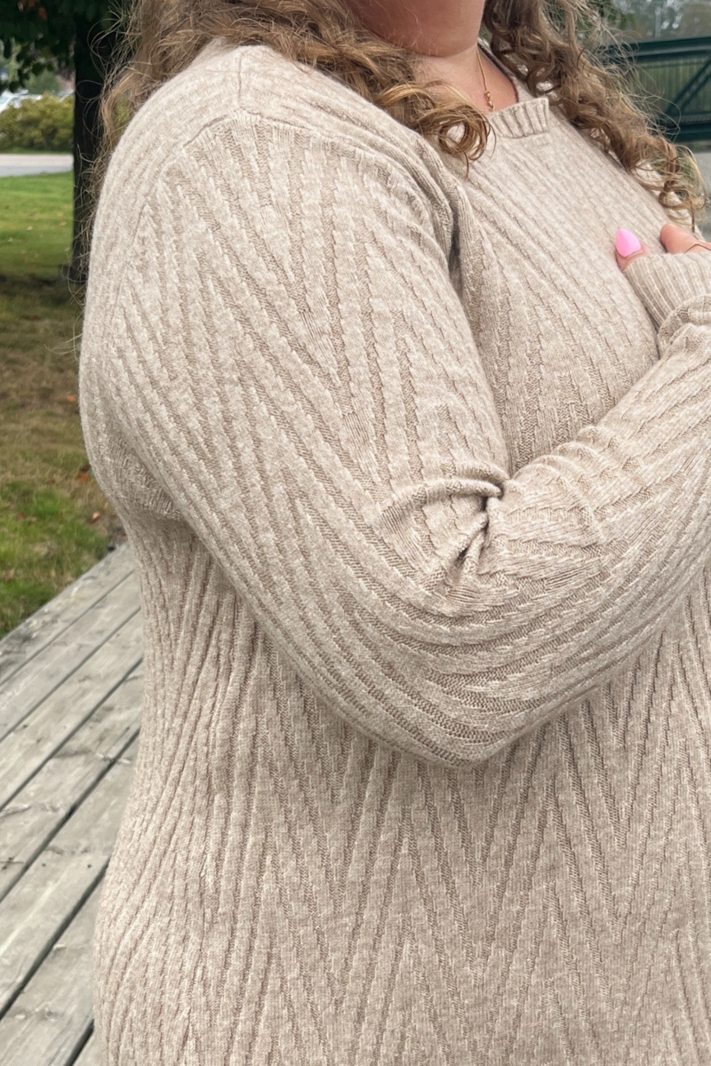 CC Fashion Tone Stickad Tunika 2 Dam Beige Caramelle Fashion