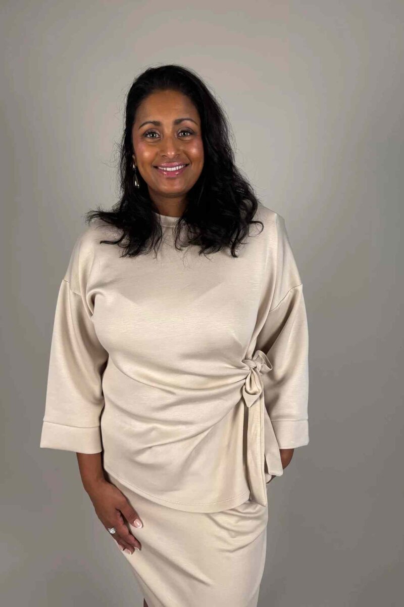 Ellie Tröja med Knyt Dam Beige Camicia