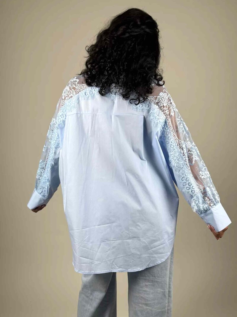 Nikki Lace Shirt Ladies Light Blue CAMICIA