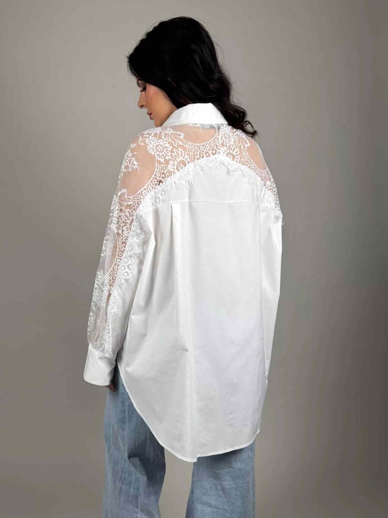 Nikki Women's Lace Shirt White CAMICIA