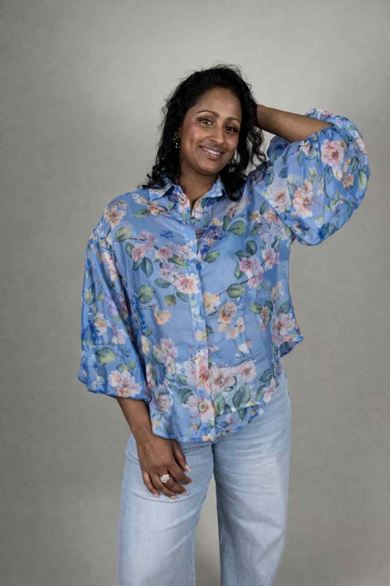 Nova Blus med Puffärm Dam Light Blue Camicia