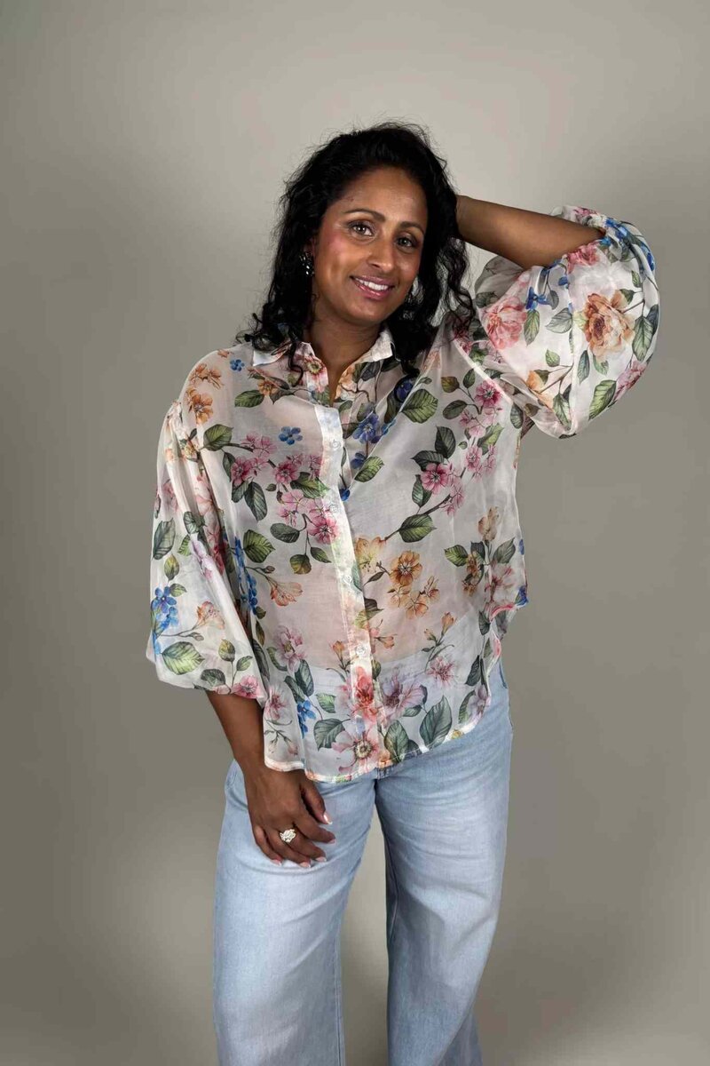 Nova Blus med Puffärm Dam White Camicia