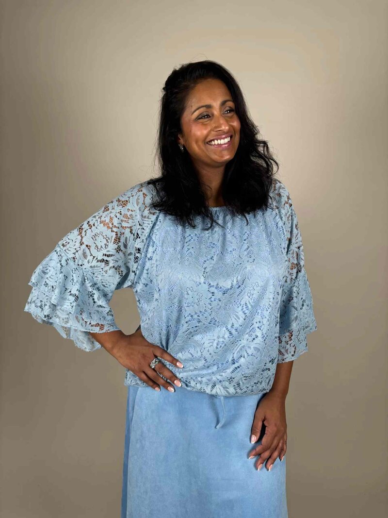 Rosalia Spets Topp Ladies Light Blue Blouse