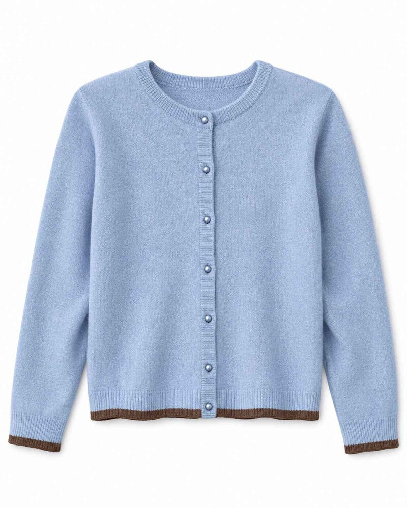Carla Kofta With Pearl Buttons Ladies Light Blue Kentucky | Smilebutiken - Copenhagen