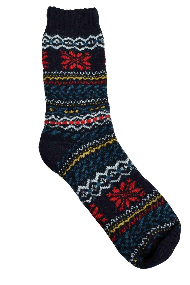 Wool Socks 1-pack Patterned Black Carlsteins
