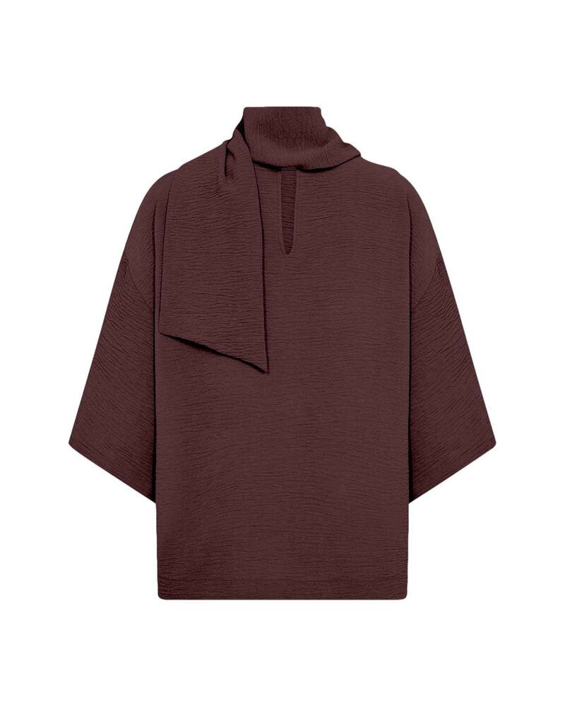 Cath 12 Blus Med Scarfdetalj Dam Chocolate Plum | Smilebutiken - Soyaconcept