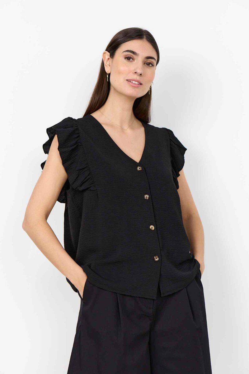Cath 5 V-Neck Top Women Black | Smilebutiken - Soyaconcept