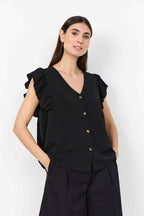 Cath 5 V-Neck Top Women Black | Smilebutiken - Soyaconcept