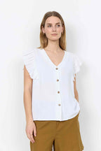 Cath 5 V-neck Top Women White | Smilebutiken - Soyaconcept