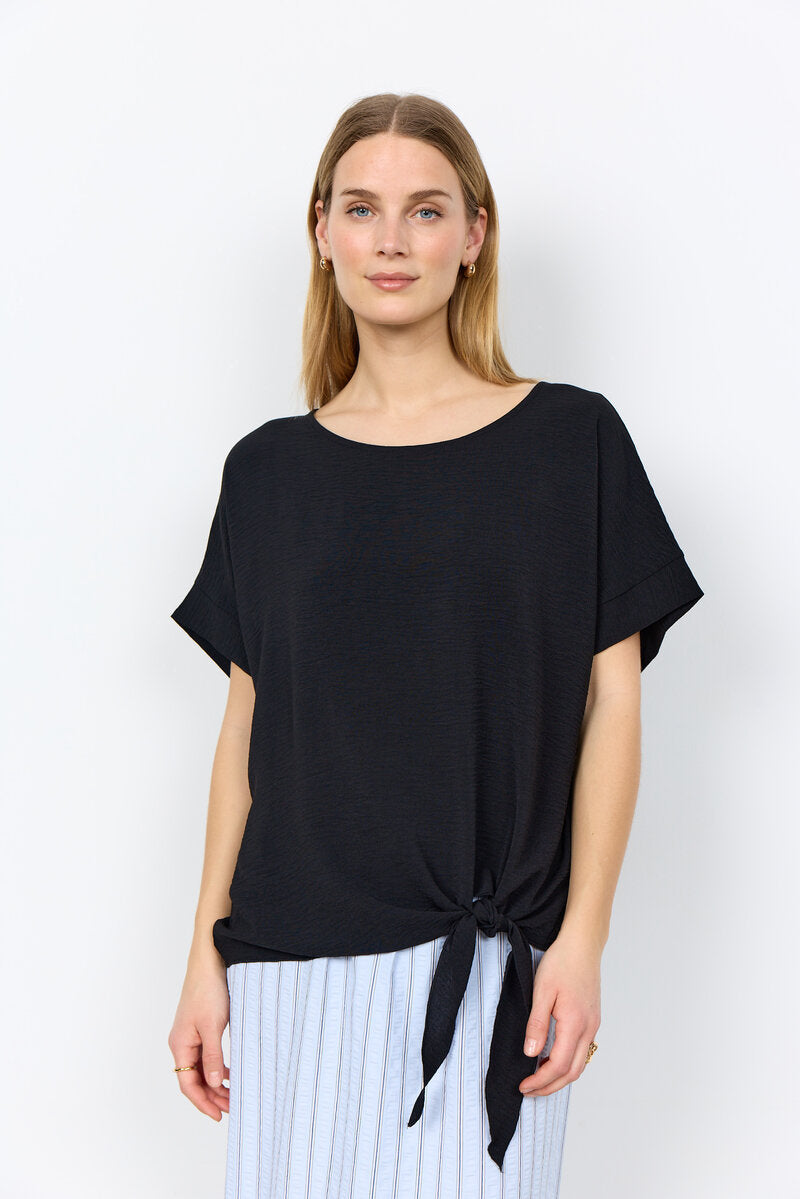 Cath 7 Top With Tie Detail Women Black | Smilebutiken - Soyaconcept