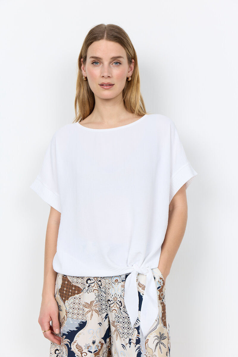 Cath 7 Top With Tie Women White | Smilebutiken - Soyaconcept