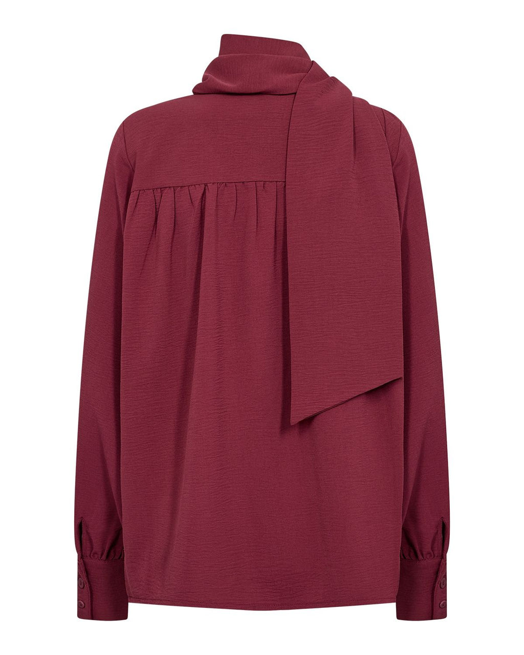 Cath 15 V-ringad Blus med Scarf Röd Rhododendron | Smilebutiken - Soyaconcept