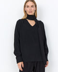 Cath 15 V-ringad Blus med Scarf Svart Black | Smilebutiken - Soyaconcept