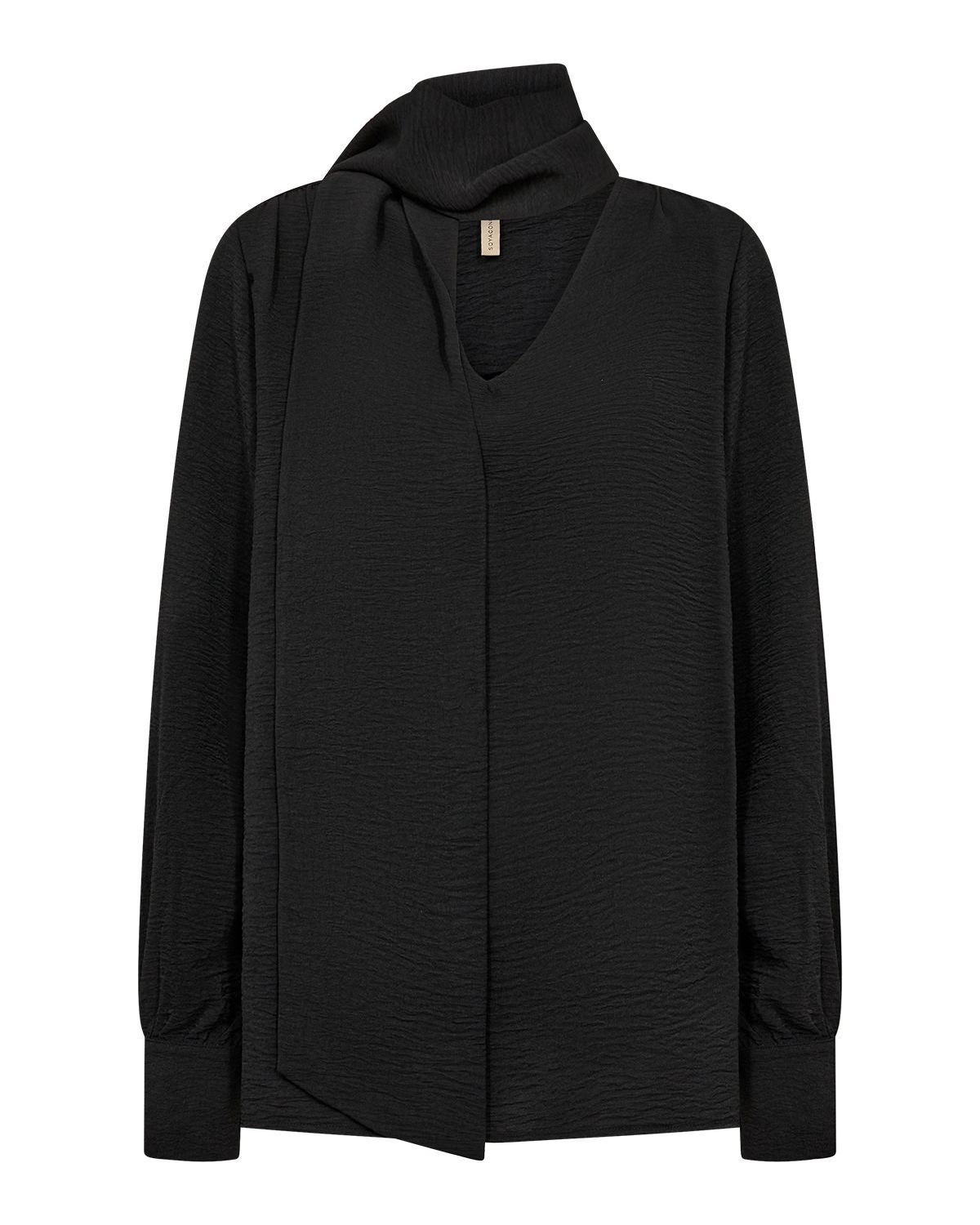 Cath 15 V-ringad Blus med Scarf Svart Black | Smilebutiken - Soyaconcept