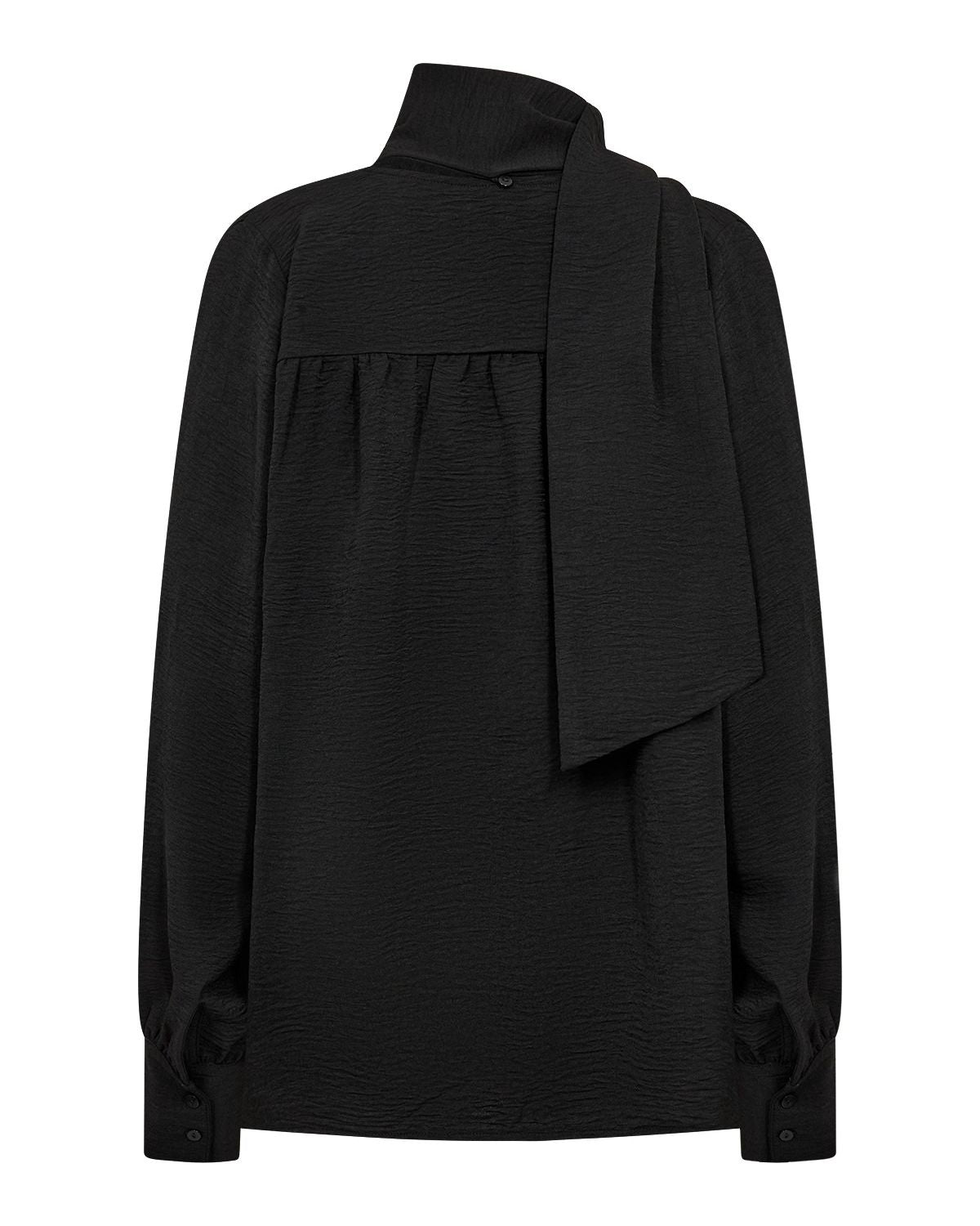 Cath 15 V-ringad Blus med Scarf Svart Black | Smilebutiken - Soyaconcept
