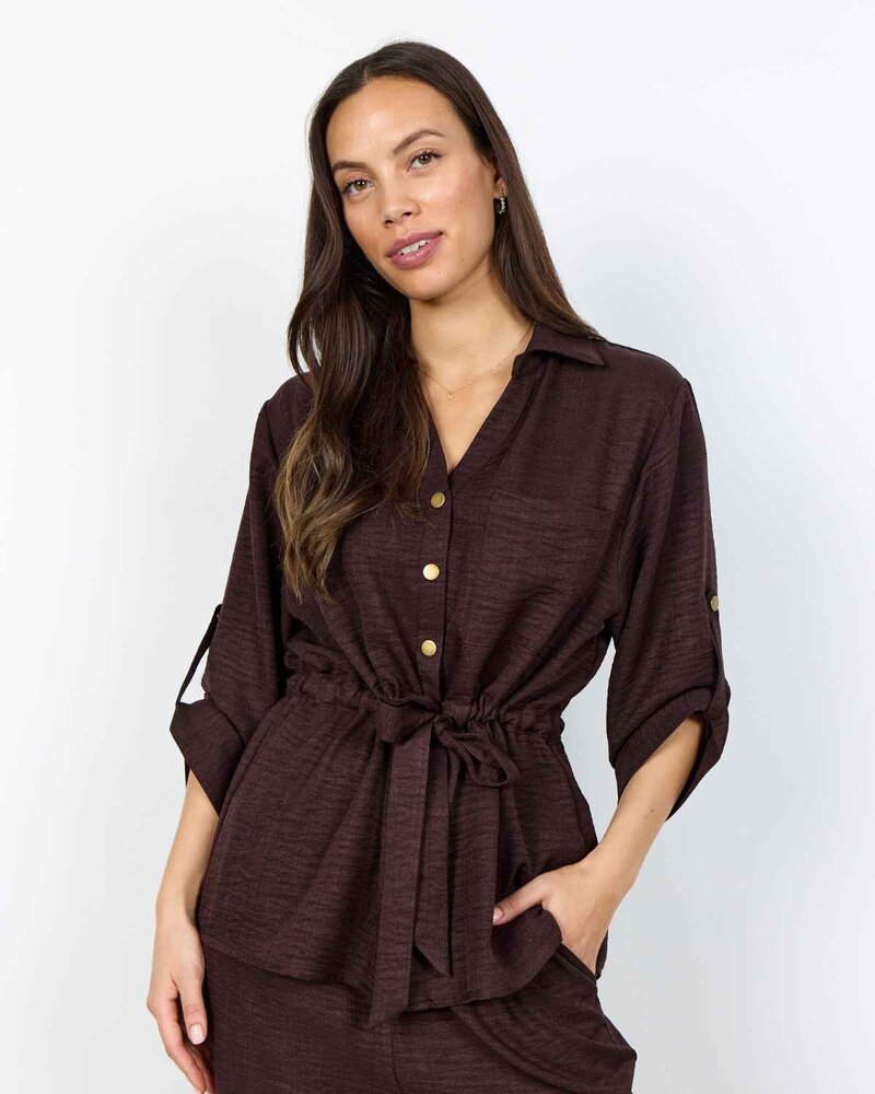 Charissa 6 Skjorta Med Knyt Dam Chocolate Plum | Smilebutiken - Soyaconcept